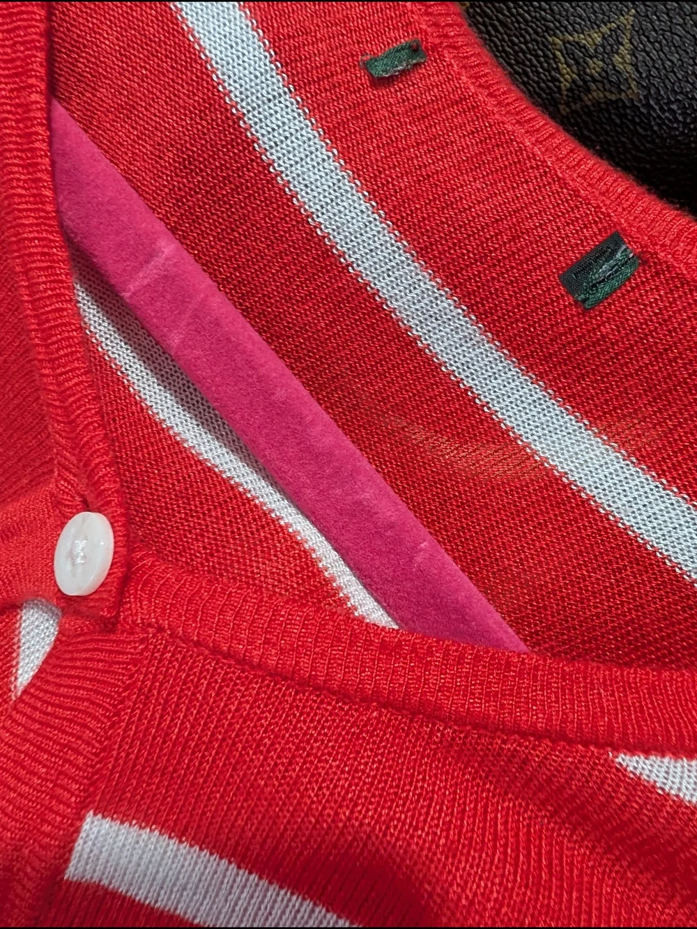 Striped Red and White Button-Front Cardigan Sweater